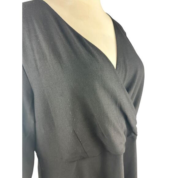 Eileen Fisher Faux Wrap Dress Black Stretch Slinky Jersey Women's Plus Size 1X - Picture 6 of 15